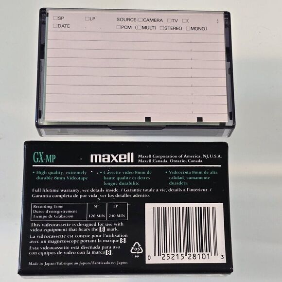 Maxell GX-MP 120 High Quality 8mm Camcorder Video Tape 2 Pack - Picture 2 of 2